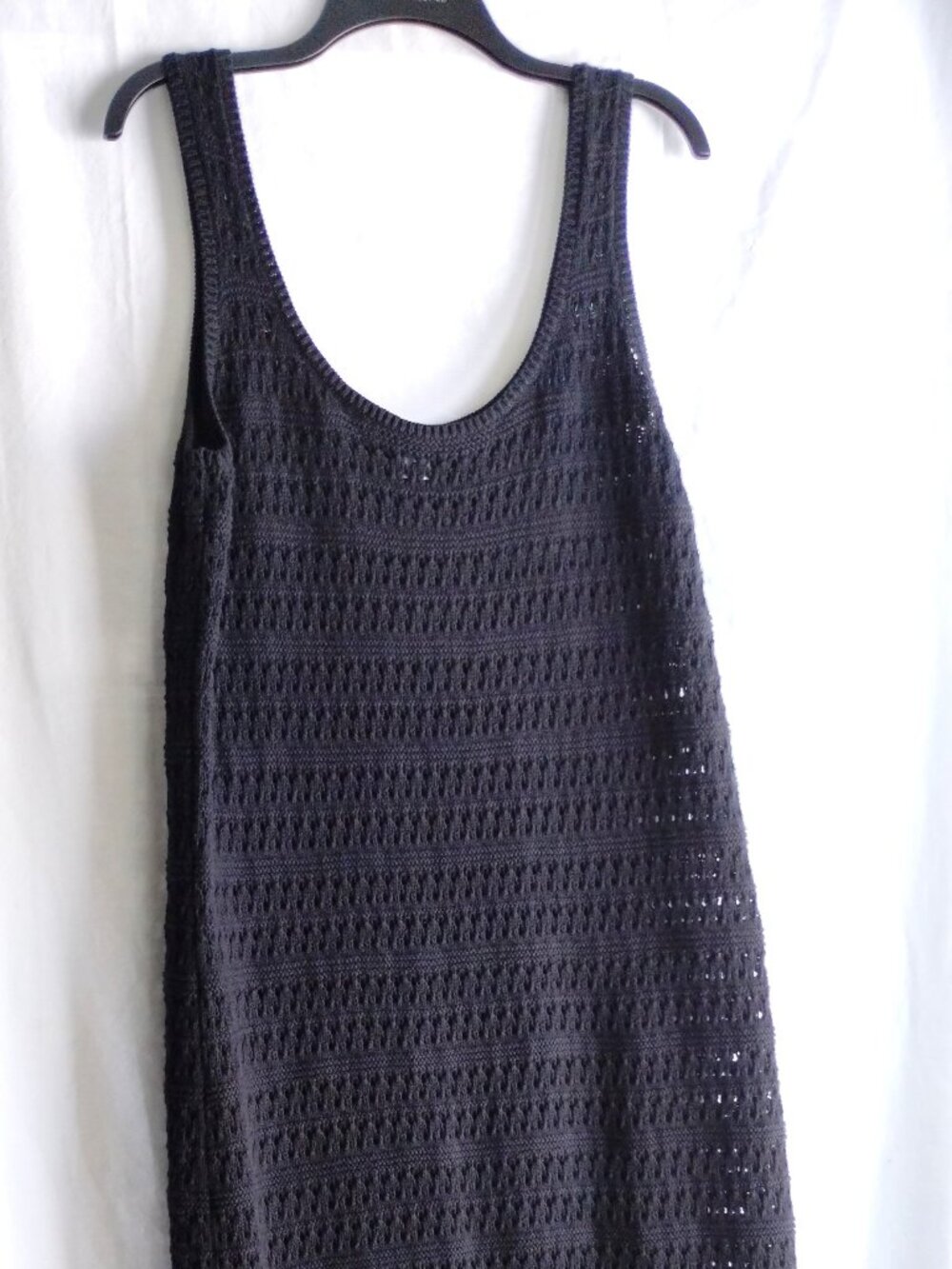 OLD NAVY Black SWEATER CROCHET Knit MAXI Tank DRESS Cover Up Sz LARGE